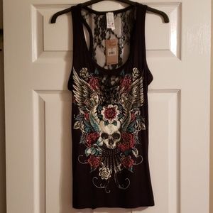 Devilish Black Tank with full Lace Back